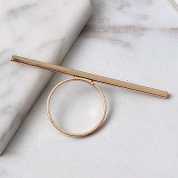 LONG GOLD BAR BOHO RING - Picture 2 of 3